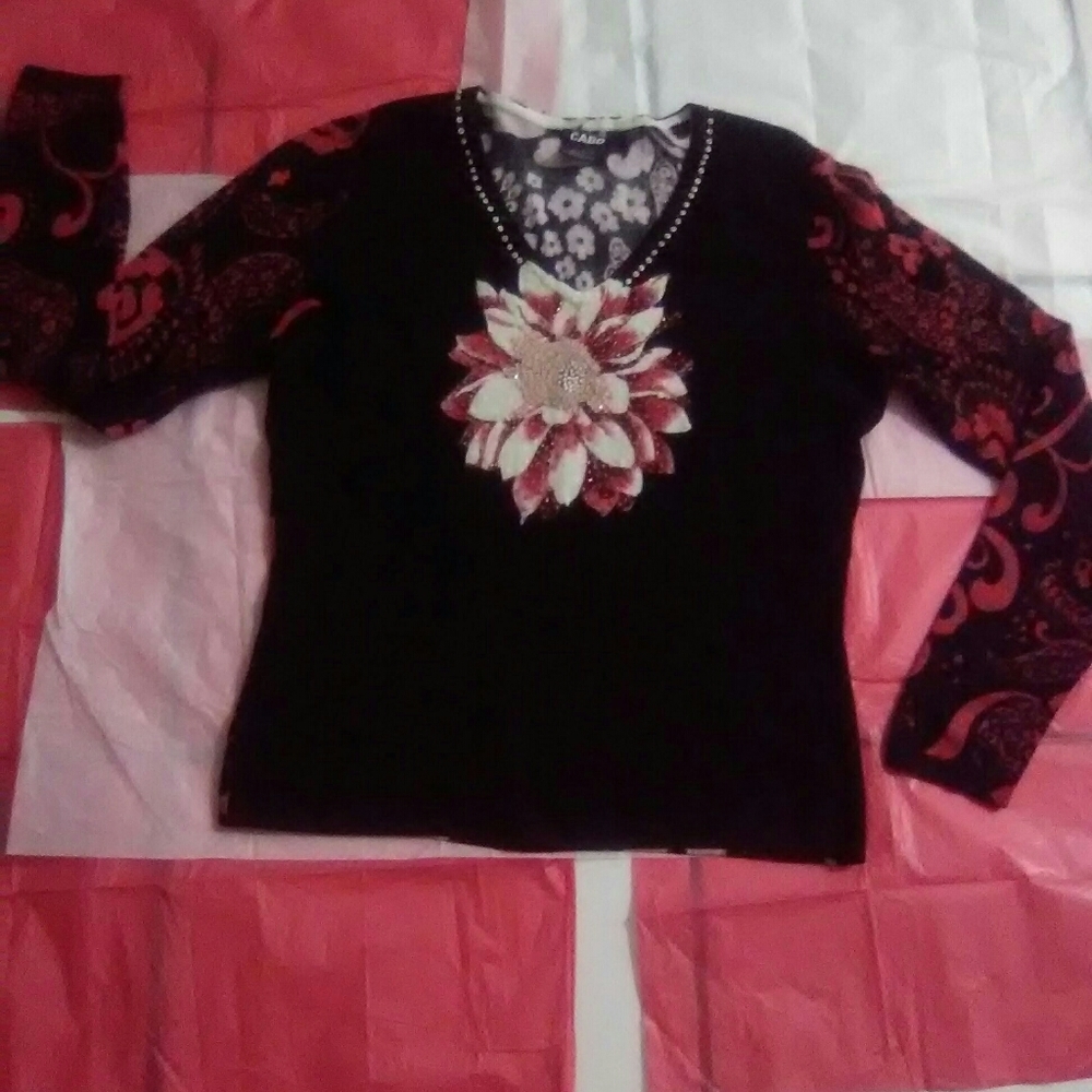 🟦 CABO Floral Long Sleeve Sweater